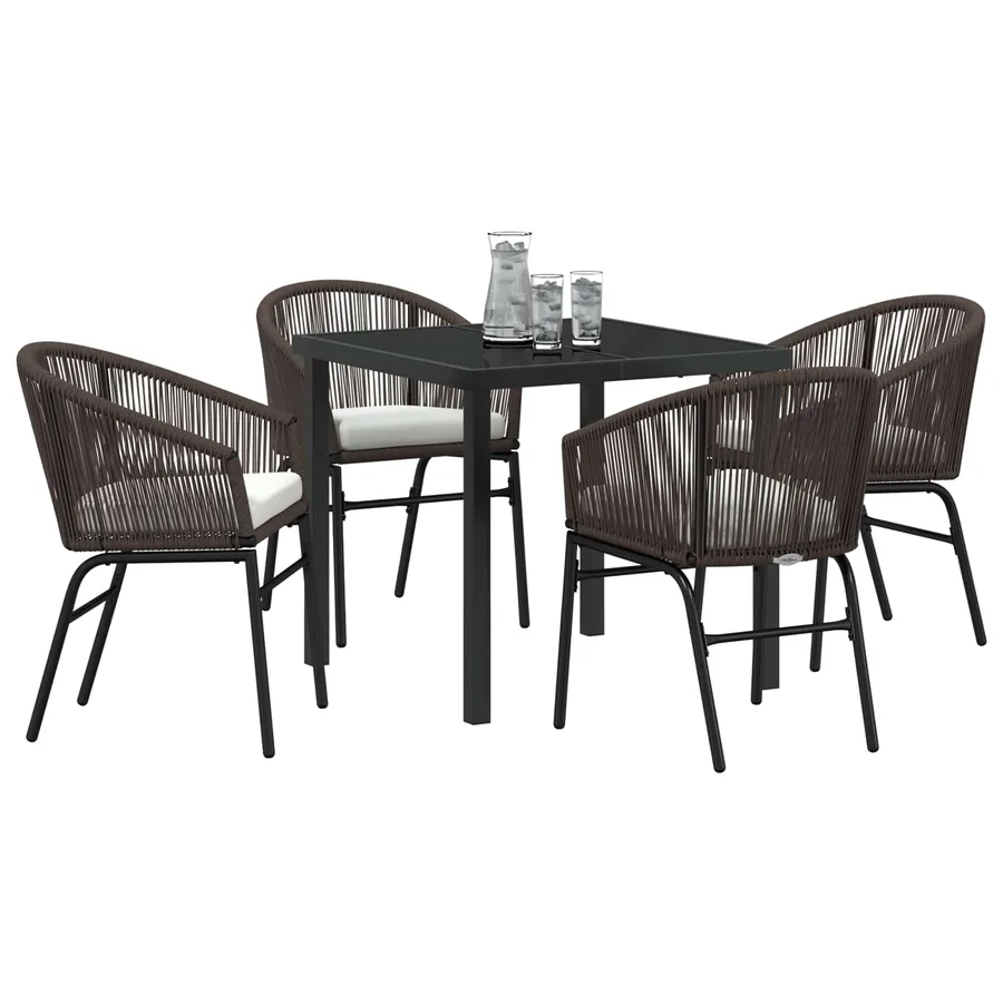 Ensemble de salle à manger pour jardin 5 pcs Marron - 3