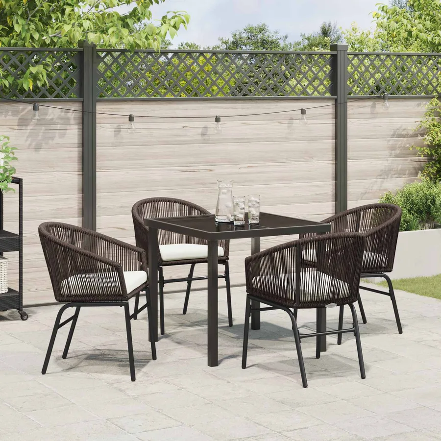 Ensemble de salle à manger pour jardin 5 pcs Marron - 4