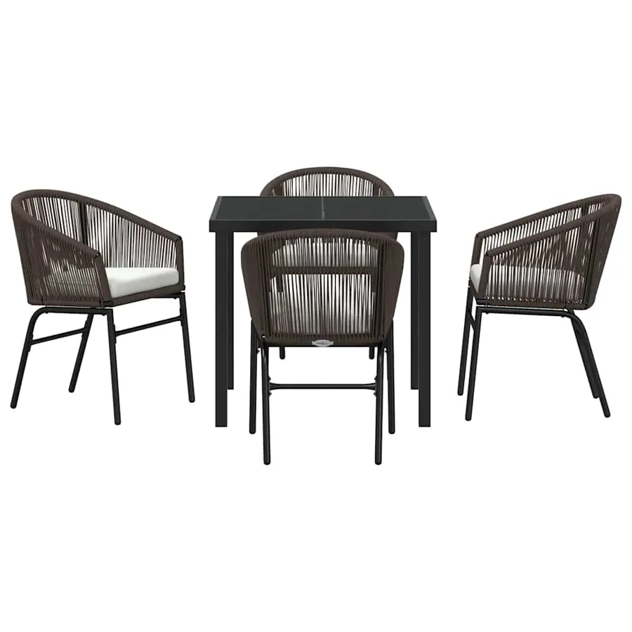 Ensemble de salle à manger pour jardin 5 pcs Marron - 9