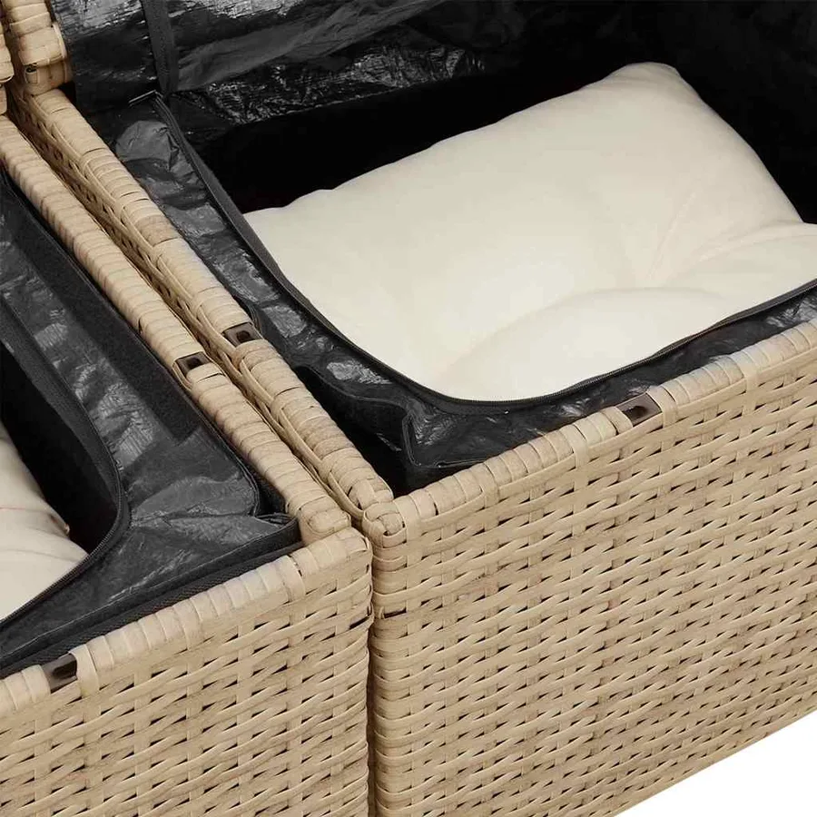 Ensemble de canapé de jardin 8 pcs Beige et blanc Poly rotin - 8