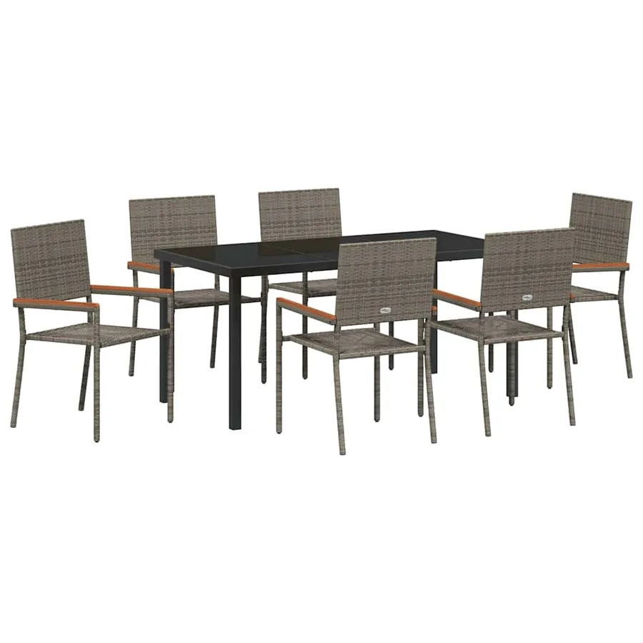 Ensemble de salle à manger pour jardin 7 pcs Gris polyrotin - 2