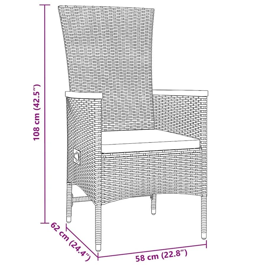 Ensemble de salle à manger pour jardin avec coussin 3 pcs Gris - 10