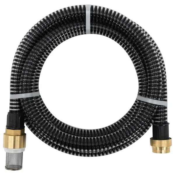 Tuyau d'aspiration avec raccords en laiton noir 1,1" 20 m PVC