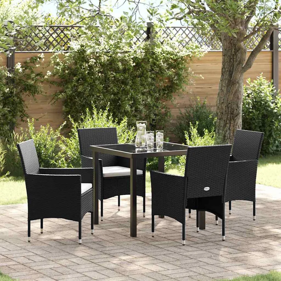 Ensemble de salle à manger pour jardin 5 pcs Noir polyrotin