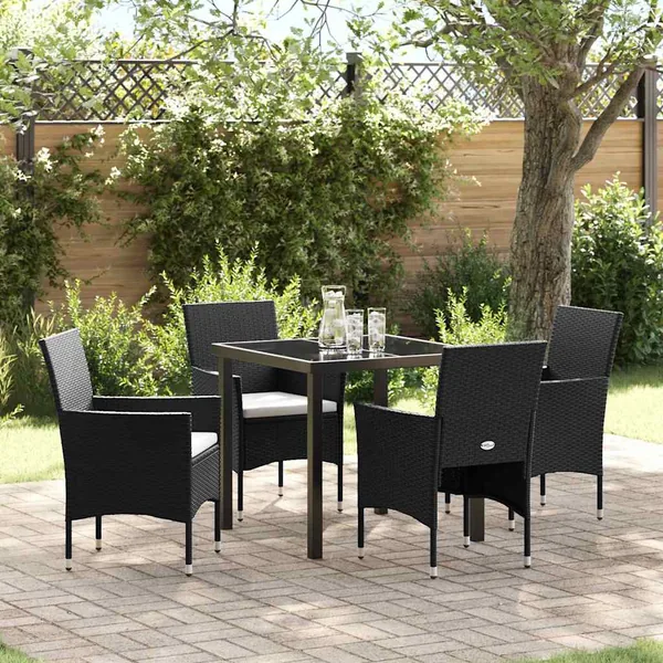 Ensemble de salle à manger pour jardin 5 pcs Noir polyrotin