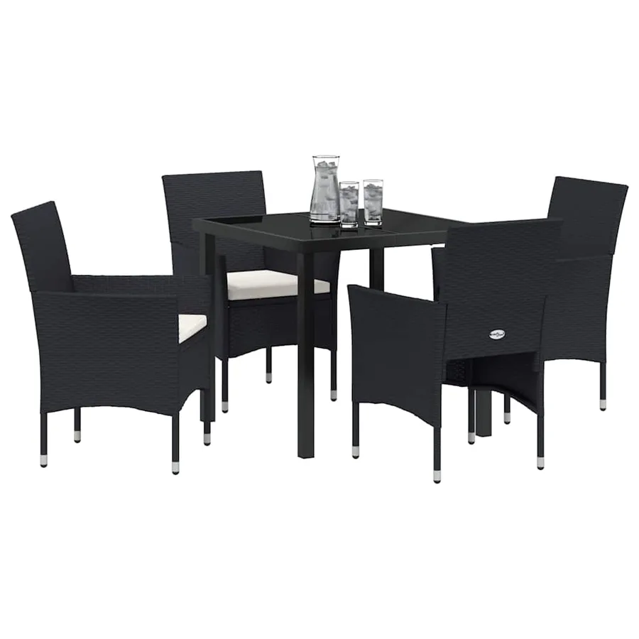 Ensemble de salle à manger pour jardin 5 pcs Noir polyrotin - 3