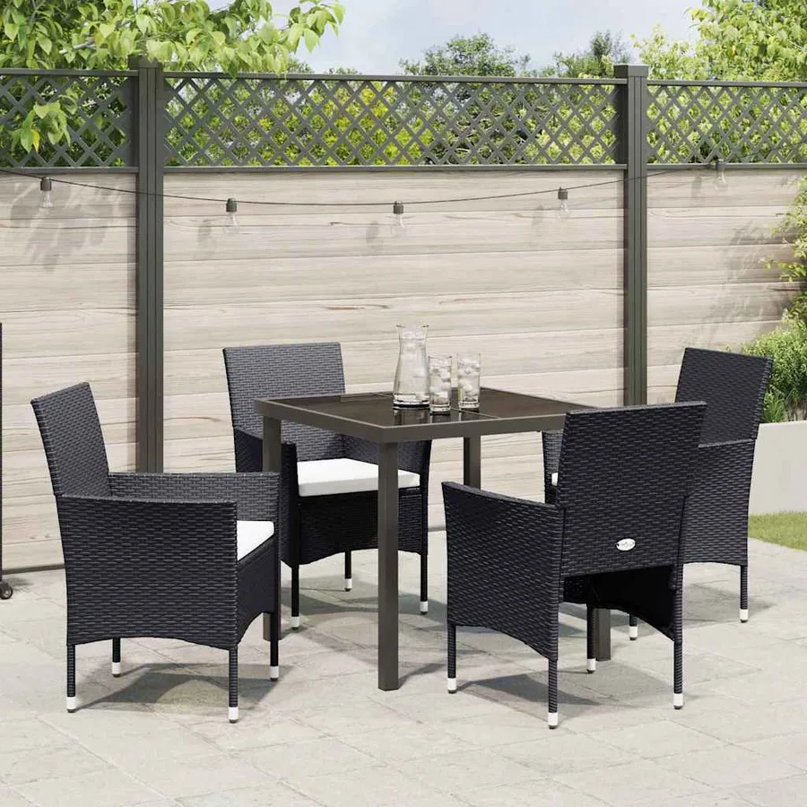 Ensemble de salle à manger pour jardin 5 pcs Noir polyrotin - 4