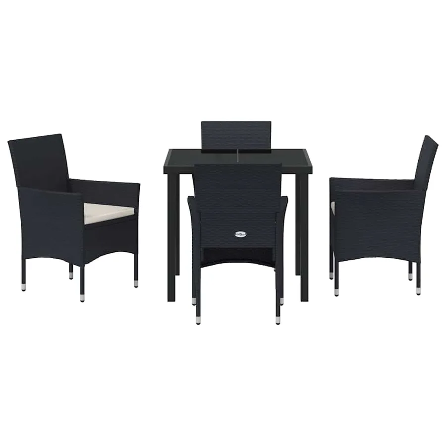 Ensemble de salle à manger pour jardin 5 pcs Noir polyrotin - 7