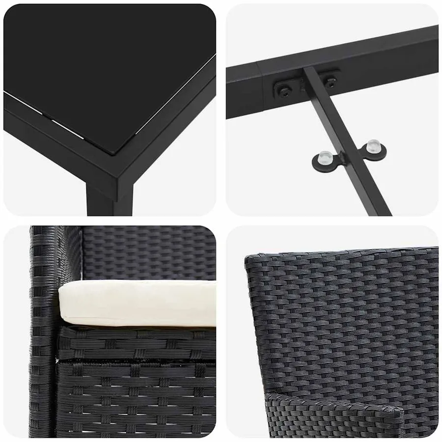 Ensemble de salle à manger pour jardin 5 pcs Noir polyrotin - 9