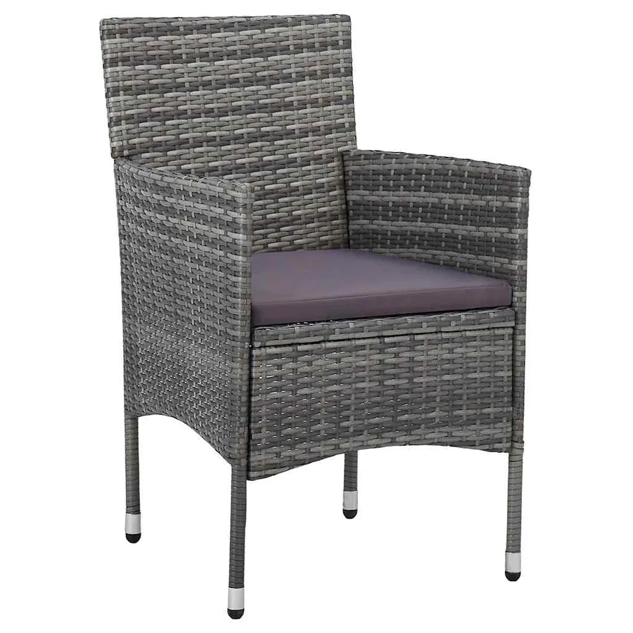 Ensemble de salle à manger pour jardin 3 pcs Gris polyrotin - 6