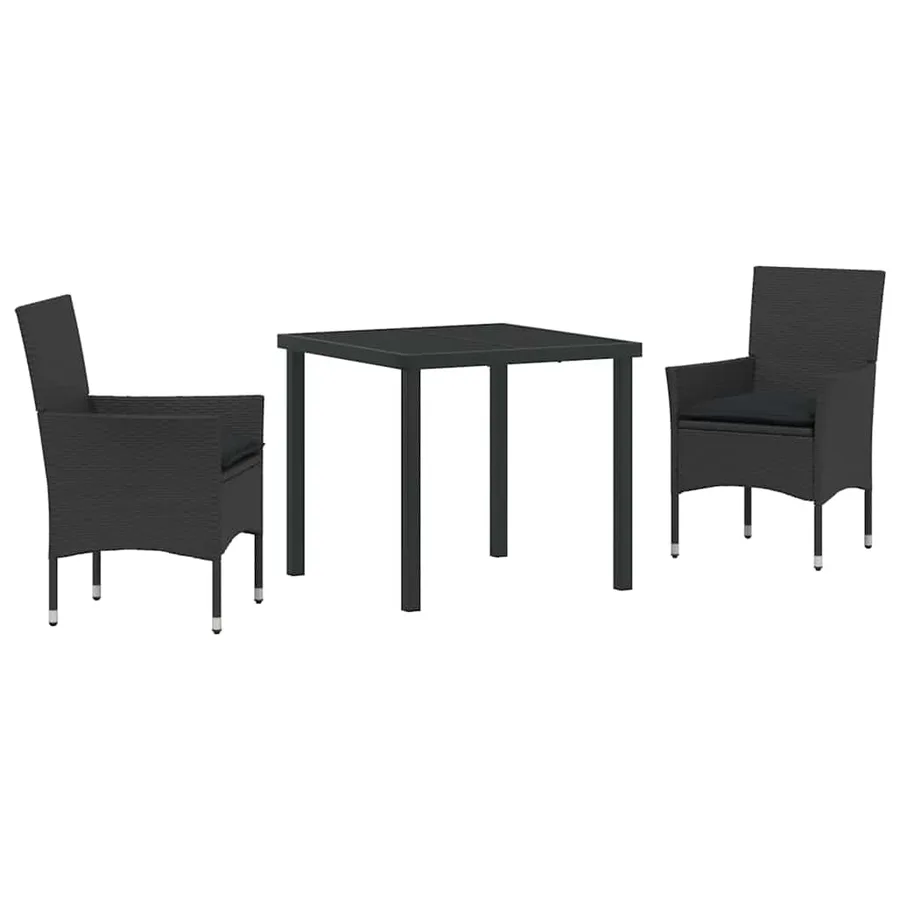 Ensemble de salle à manger pour jardin 3 pcs Noir polyrotin - 2