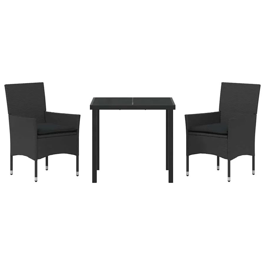 Ensemble de salle à manger pour jardin 3 pcs Noir polyrotin - 7