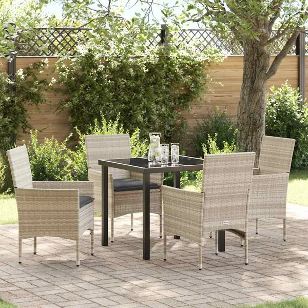 Ensemble de salle à manger pour jardin 5 pcs Gris clair