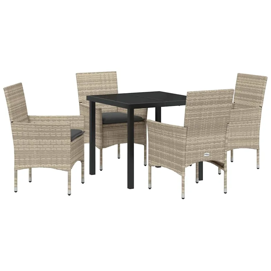 Ensemble de salle à manger pour jardin 5 pcs Gris clair - 2