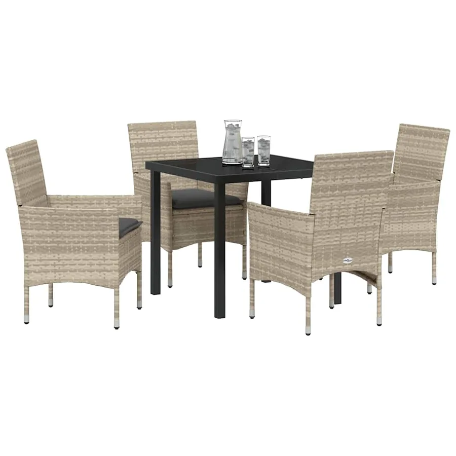 Ensemble de salle à manger pour jardin 5 pcs Gris clair - 3