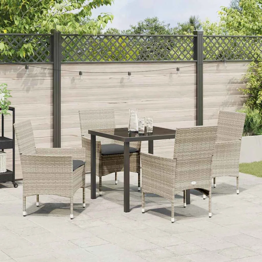 Ensemble de salle à manger pour jardin 5 pcs Gris clair - 4