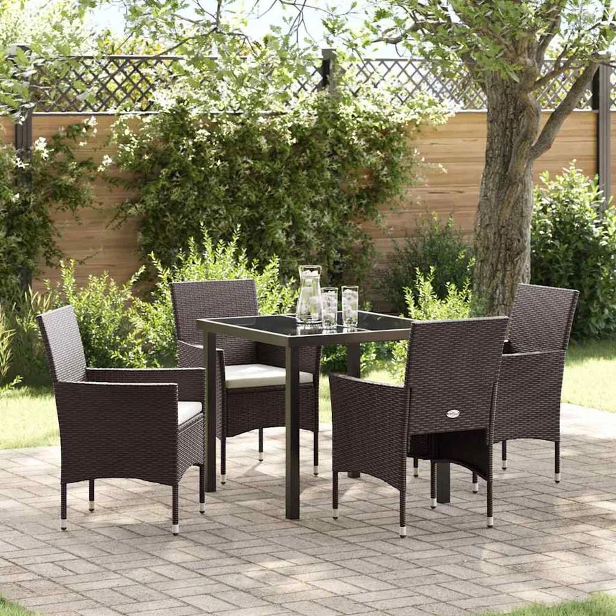 Ensemble de salle à manger pour jardin 5 pcs Marron polyrotin