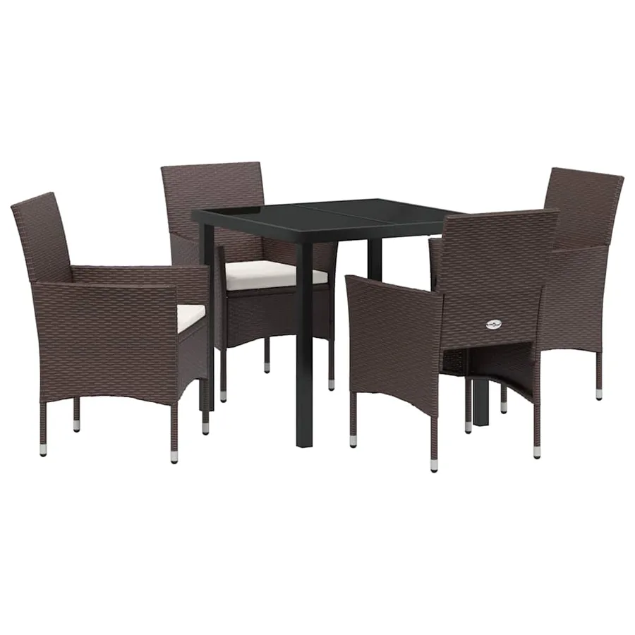 Ensemble de salle à manger pour jardin 5 pcs Marron polyrotin - 2