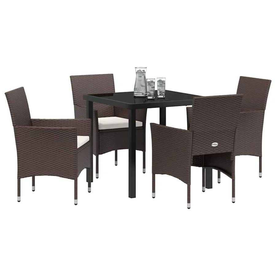 Ensemble de salle à manger pour jardin 5 pcs Marron polyrotin - 3