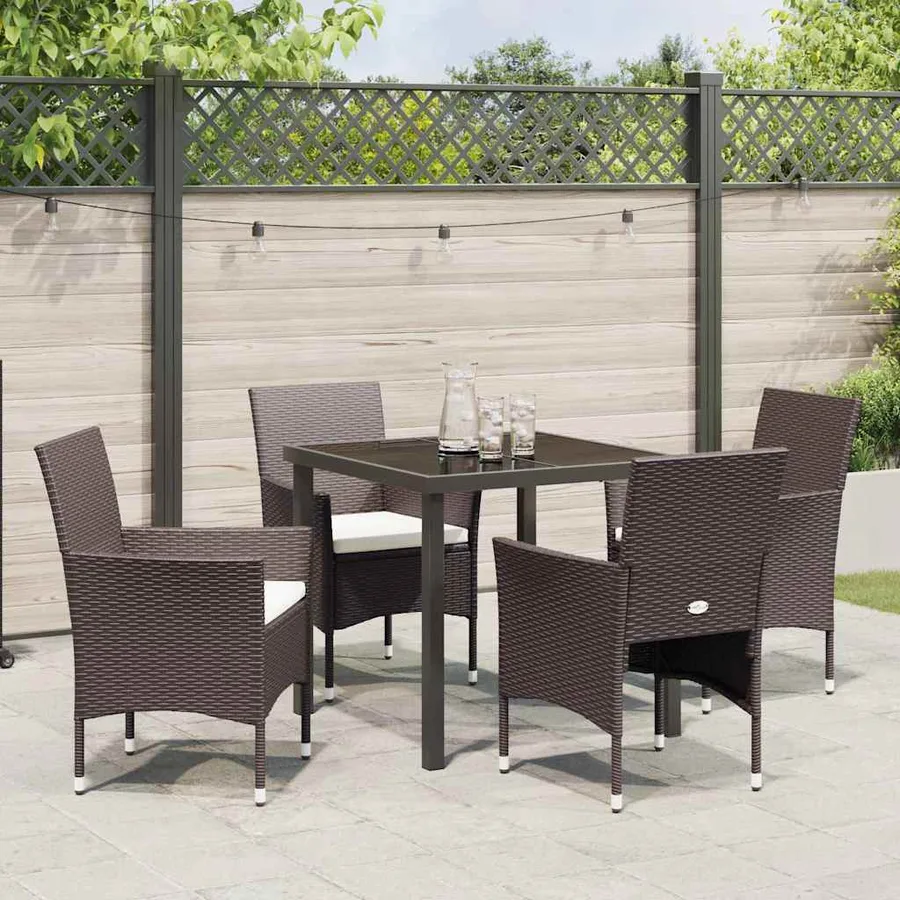 Ensemble de salle à manger pour jardin 5 pcs Marron polyrotin - 4