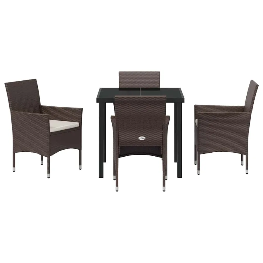 Ensemble de salle à manger pour jardin 5 pcs Marron polyrotin - 7