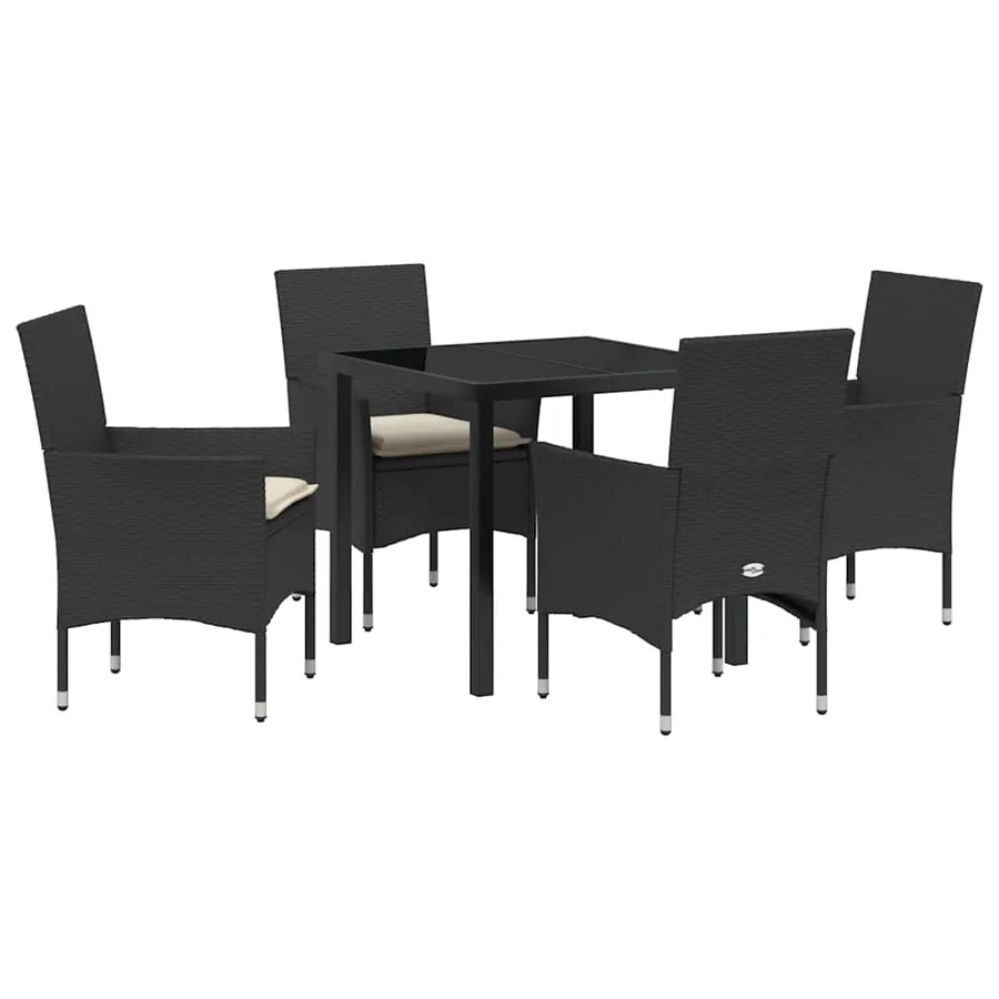 Ensemble de salle à manger pour jardin 5 pcs Noir polyrotin - 2