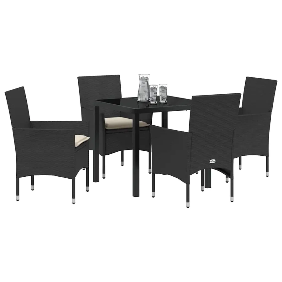 Ensemble de salle à manger pour jardin 5 pcs Noir polyrotin - 3