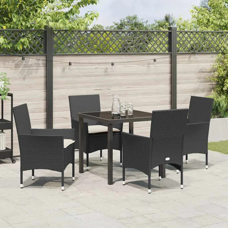 Ensemble de salle à manger pour jardin 5 pcs Noir polyrotin - 4