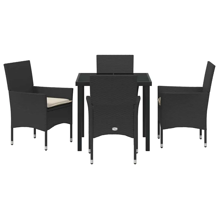 Ensemble de salle à manger pour jardin 5 pcs Noir polyrotin - 7