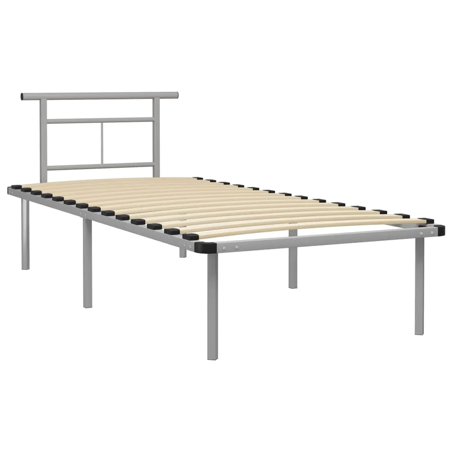 Cadre de lit sans matelas gris métal 90x200 cm - 2