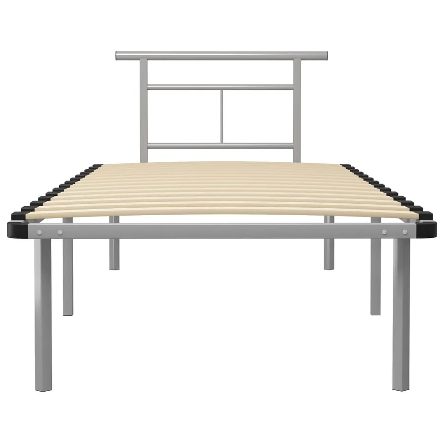 Cadre de lit sans matelas gris métal 90x200 cm - 3