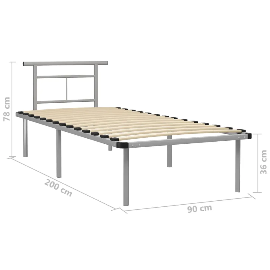 Cadre de lit sans matelas gris métal 90x200 cm - 6