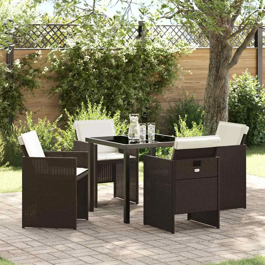 Ensemble de salle à manger pour jardin 5 pcs Marron polyrotin