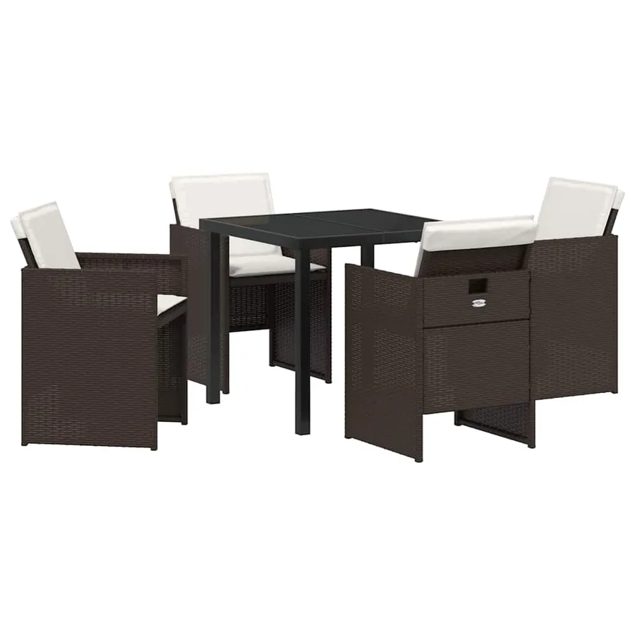 Ensemble de salle à manger pour jardin 5 pcs Marron polyrotin - 2