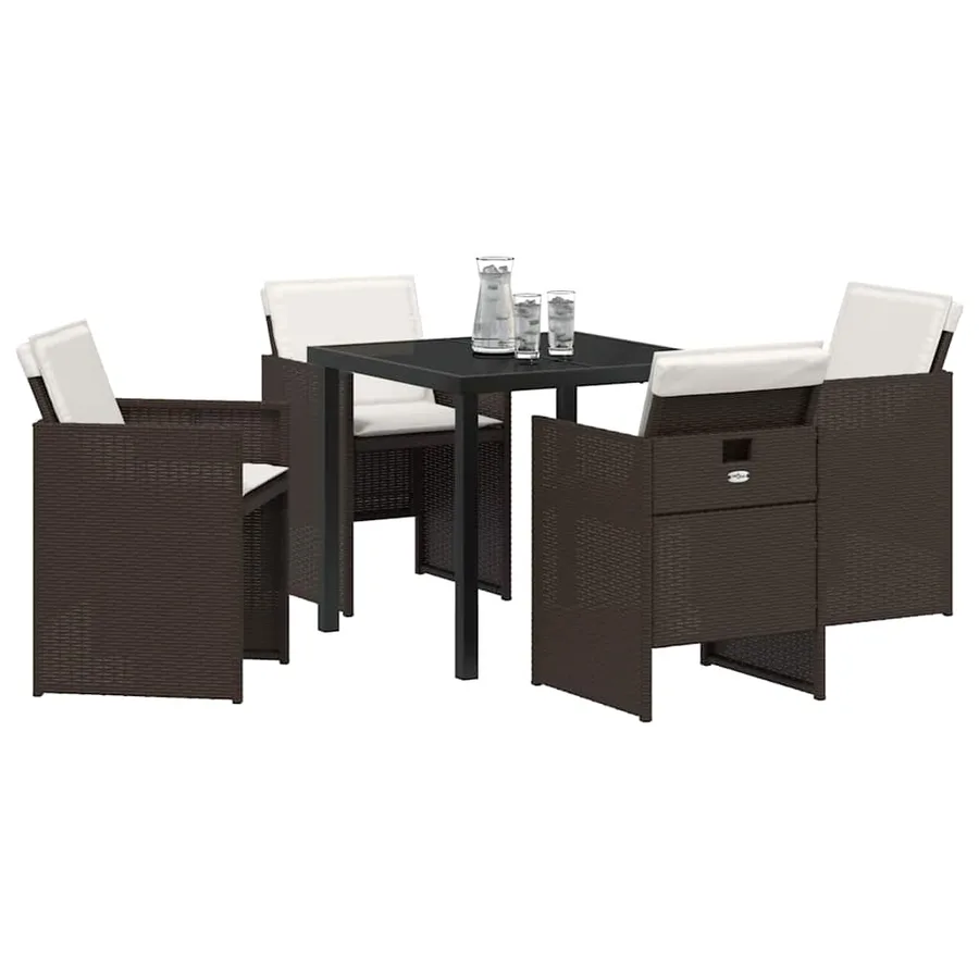 Ensemble de salle à manger pour jardin 5 pcs Marron polyrotin - 3