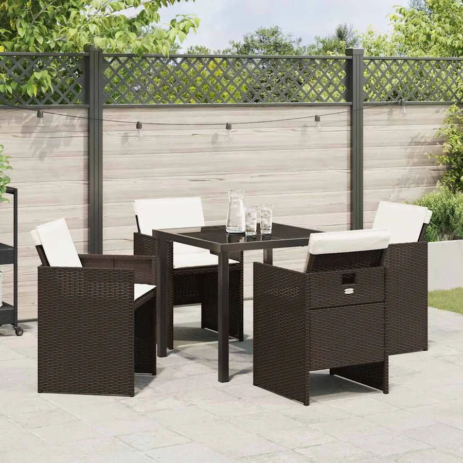 Ensemble de salle à manger pour jardin 5 pcs Marron polyrotin - 4