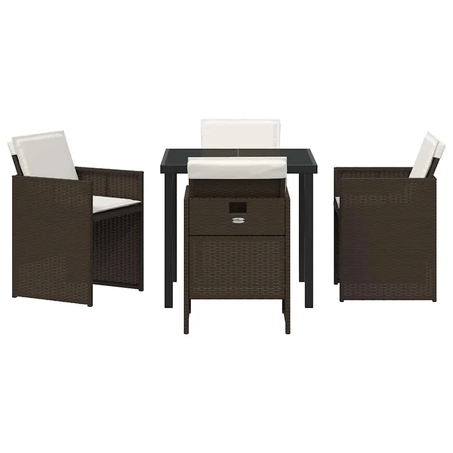 Ensemble de salle à manger pour jardin 5 pcs Marron polyrotin - 7