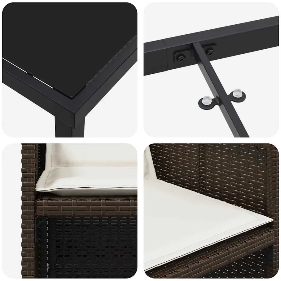 Ensemble de salle à manger pour jardin 5 pcs Marron polyrotin - 9