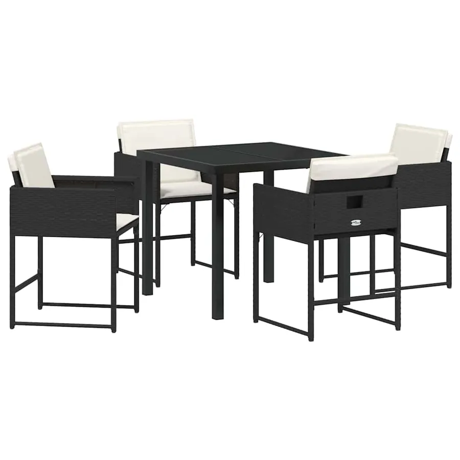Ensemble de salle à manger pour jardin 5 pcs Noir polyrotin - 2