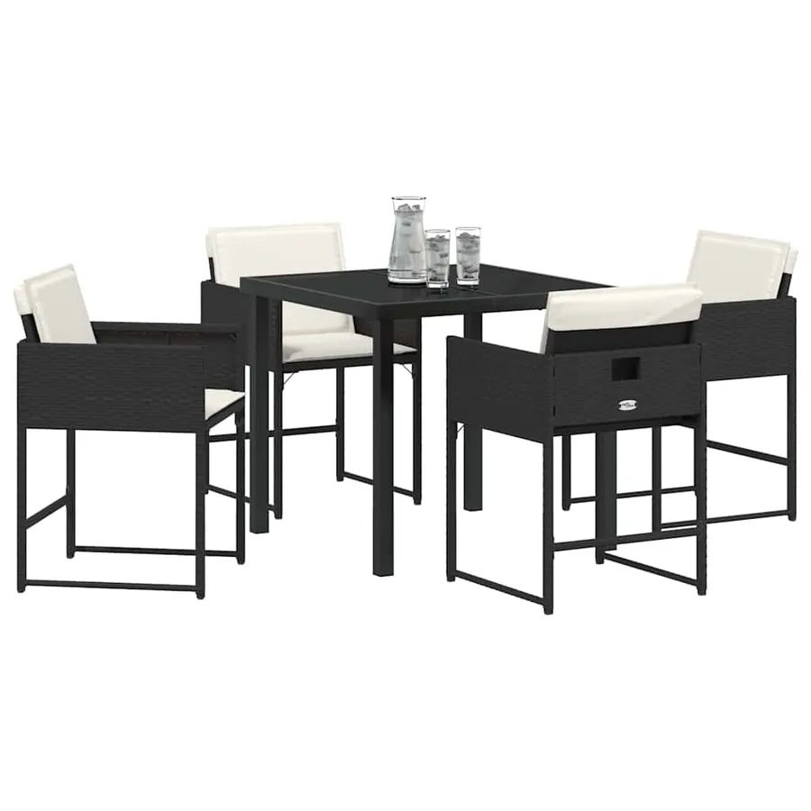 Ensemble de salle à manger pour jardin 5 pcs Noir polyrotin - 3