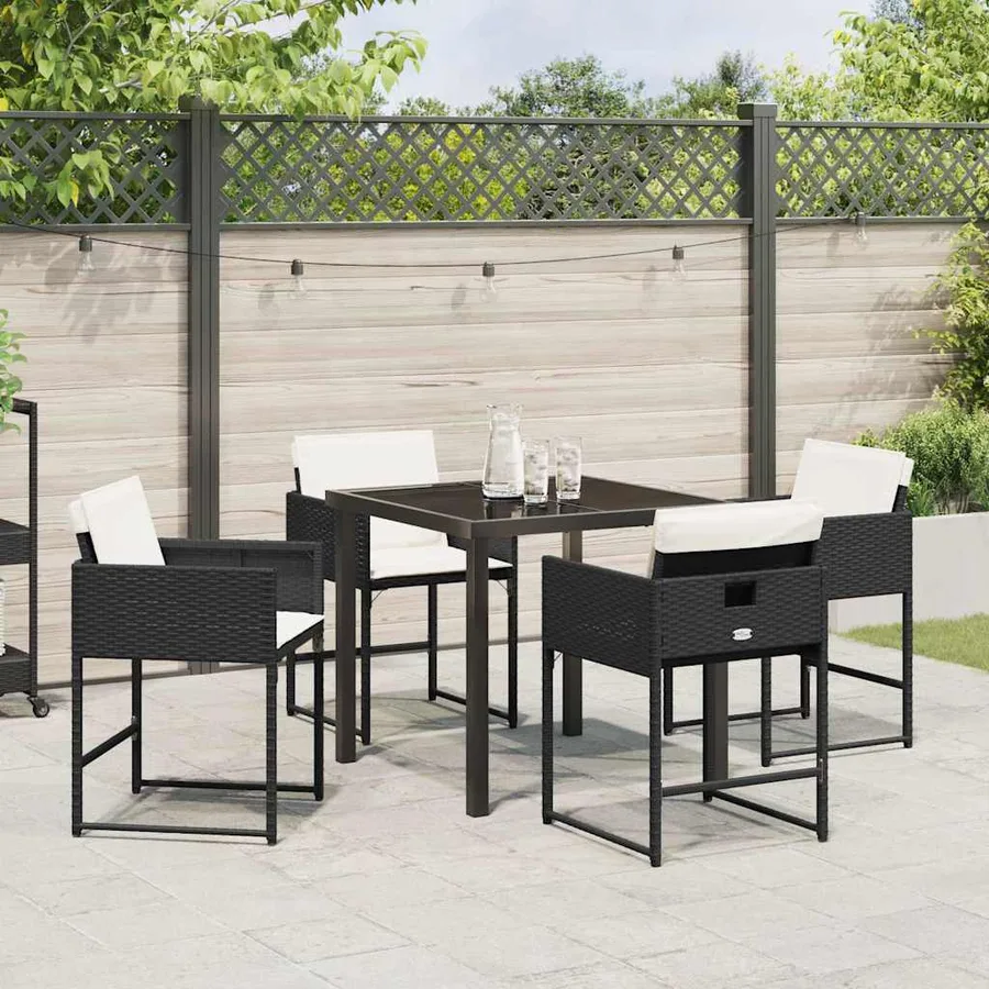 Ensemble de salle à manger pour jardin 5 pcs Noir polyrotin - 4