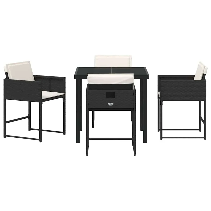 Ensemble de salle à manger pour jardin 5 pcs Noir polyrotin - 7