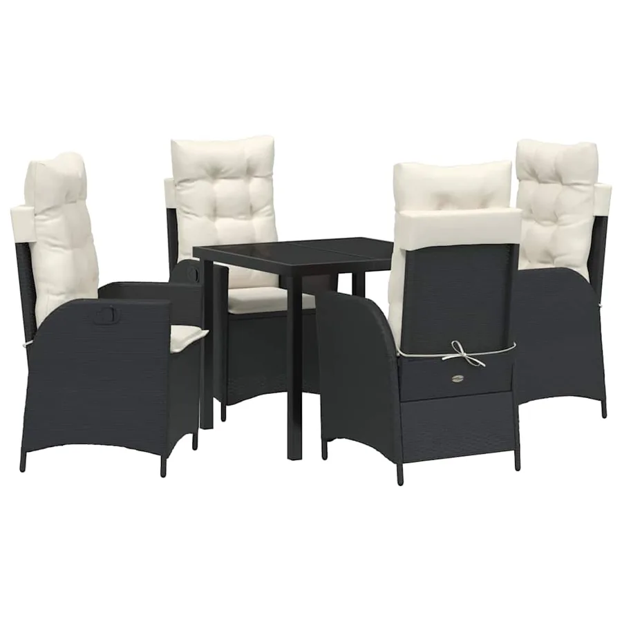 Ensemble de salle à manger pour jardin 5 pcs Noir polyrotin