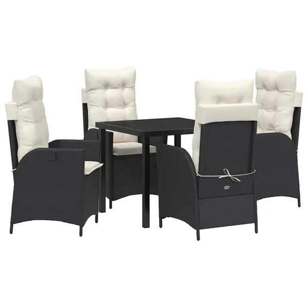 Ensemble de salle à manger pour jardin 5 pcs Noir polyrotin