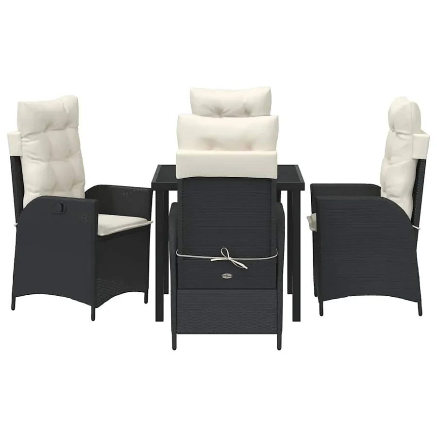 Ensemble de salle à manger pour jardin 5 pcs Noir polyrotin - 4