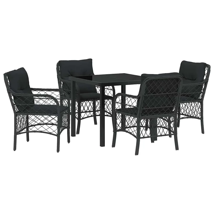 Ensemble de salle à manger pour jardin 5 pcs Noir polyrotin - 2