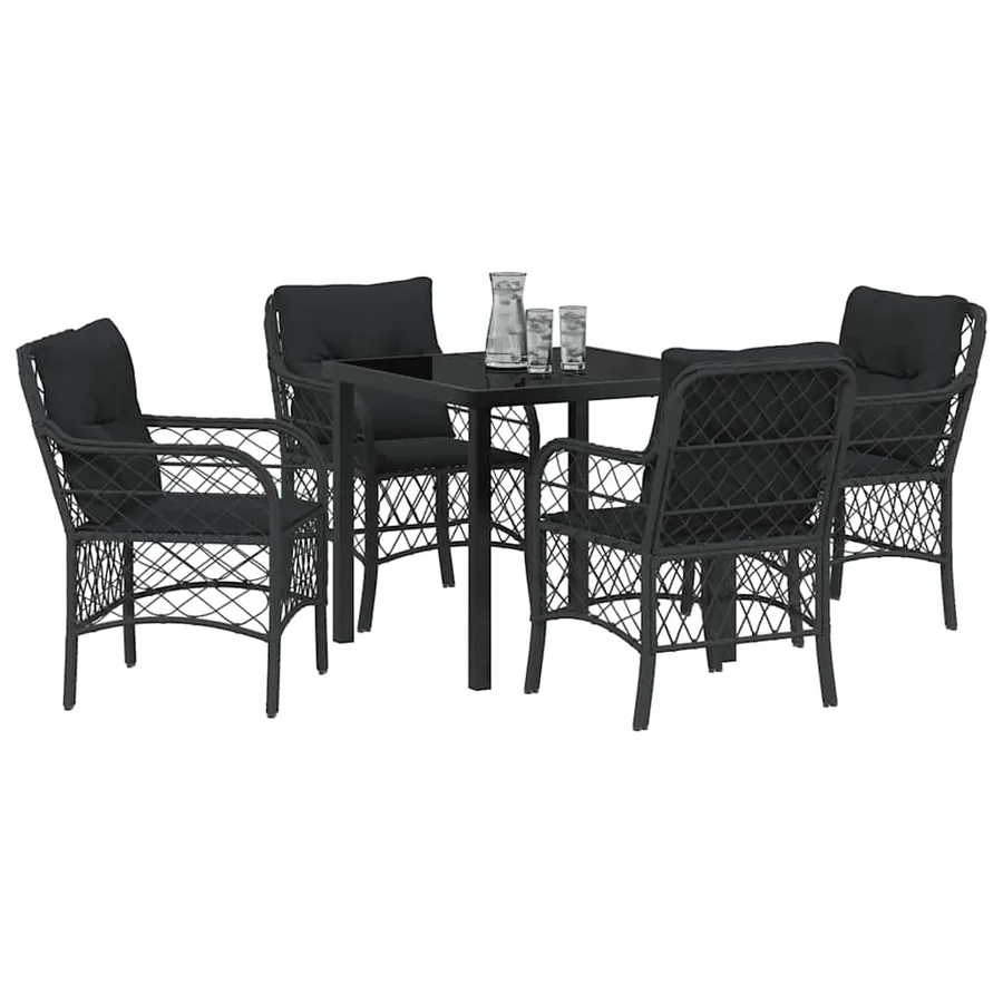 Ensemble de salle à manger pour jardin 5 pcs Noir polyrotin - 3
