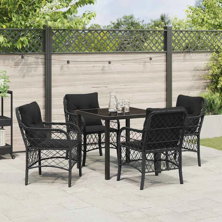 Ensemble de salle à manger pour jardin 5 pcs Noir polyrotin - 4