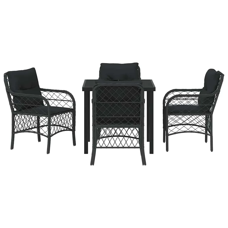 Ensemble de salle à manger pour jardin 5 pcs Noir polyrotin - 7