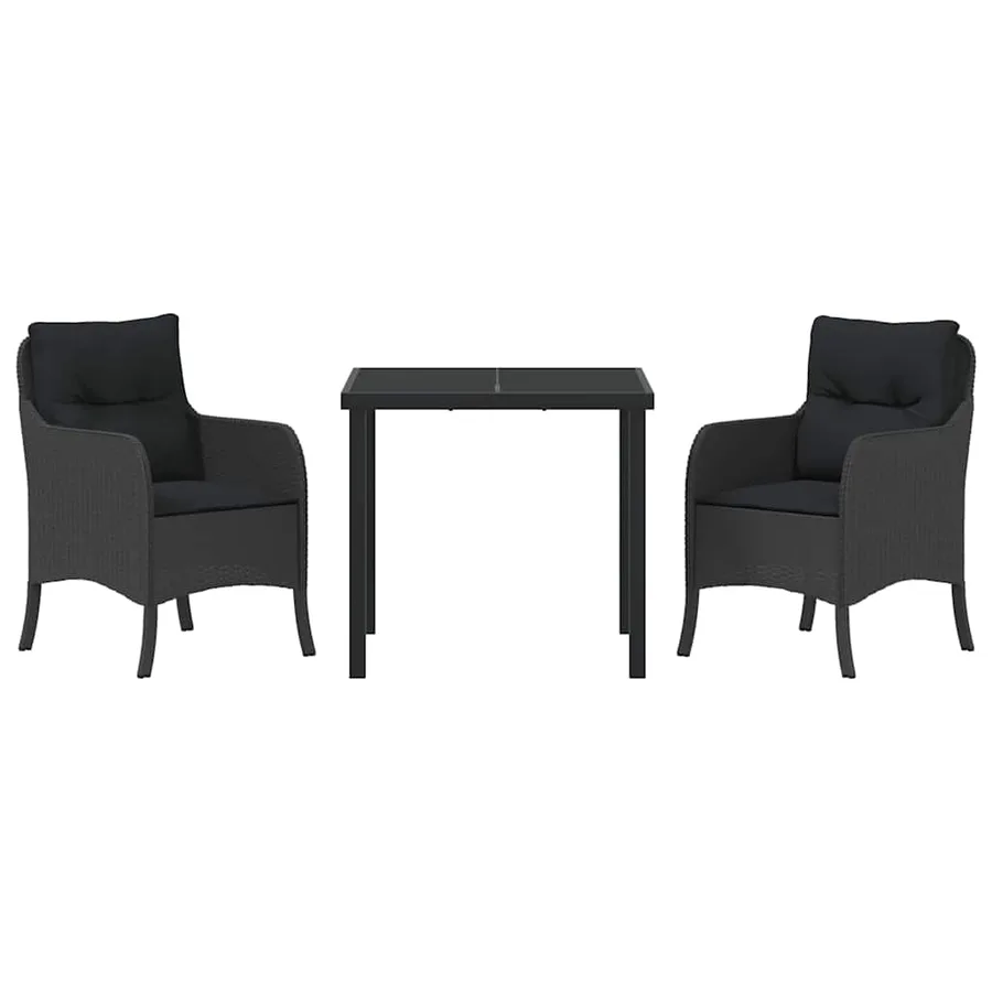 Ensemble de salle à manger pour jardin 3 pcs Noir polyrotin - 7